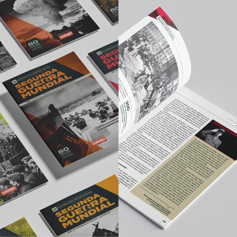 Paginação e grafismo de fascículos Segunda Guerra Mundial por Pixel Reply